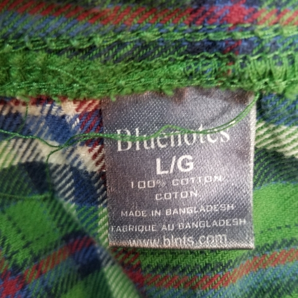Bluenotes M Green Plaid Flannel Button-Down Shirt - Picture 7 of 8